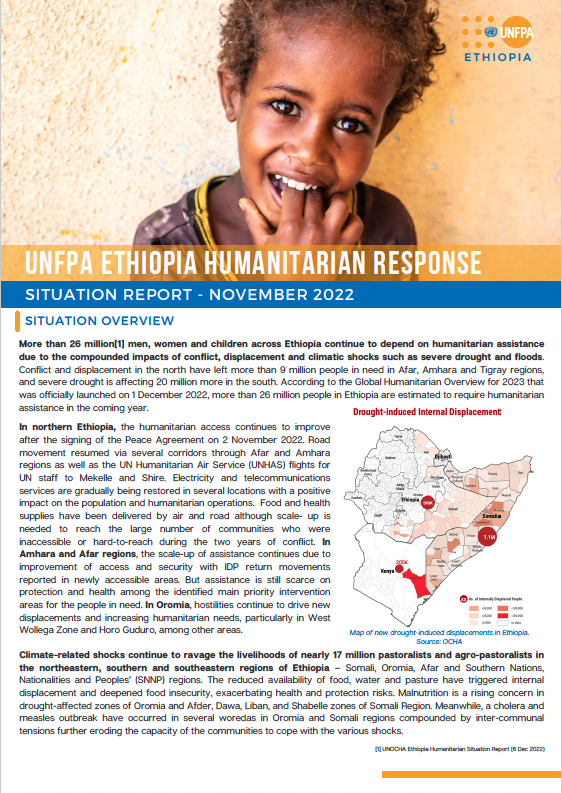 UNFPA Ethiopia Humanitarian Response SitRep_Nov 2022
