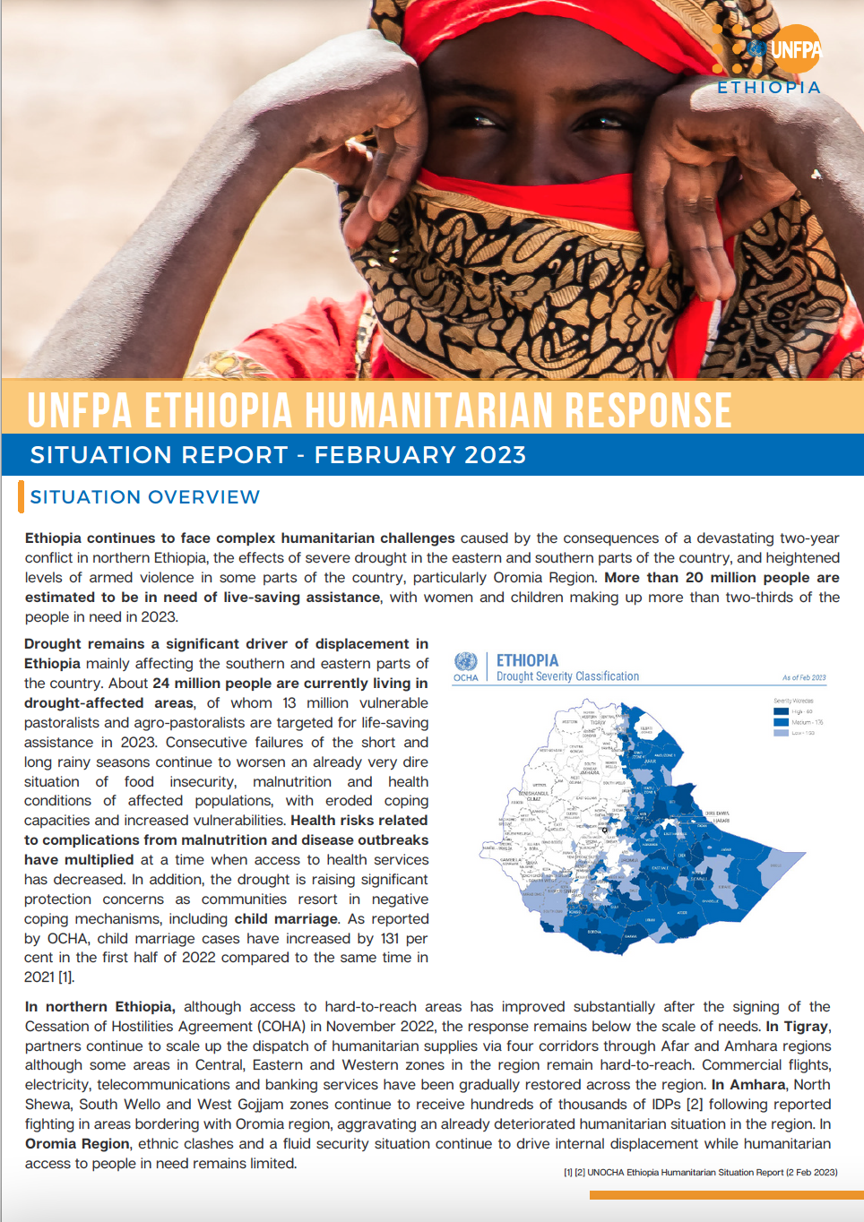 UNFPA Ethiopia UNFPA ETHIOPIA HUMANITARIAN SITUATION REPORT