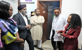Canadian Minister of International Cooperation Harjit Sajjan and a member of parliament Arielle Kayabaga visited the Gandhi Memo