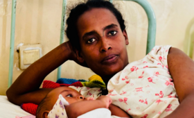 Beritu Tadesse with her baby at Hamlin Fistula Hospital in Bahirdar