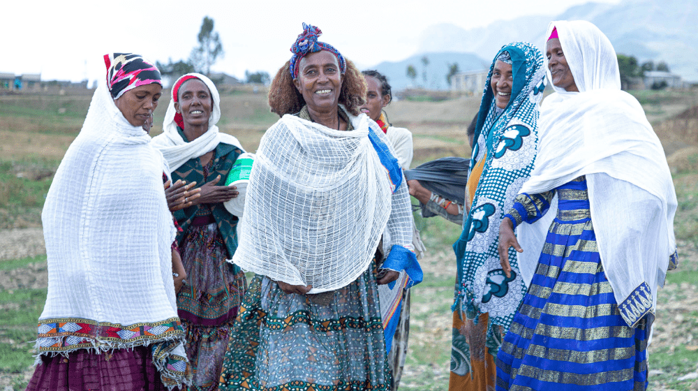 Selam, Zenebu, Alem, Hiliftum Kidusan, and Yayesh in Hewane, Tigray Region. (C) UNFPA Ethiopia, 2024.