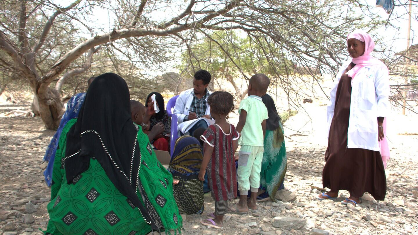 A Mobile Health and Nutrition Team providing services in a rural area in Afar Region