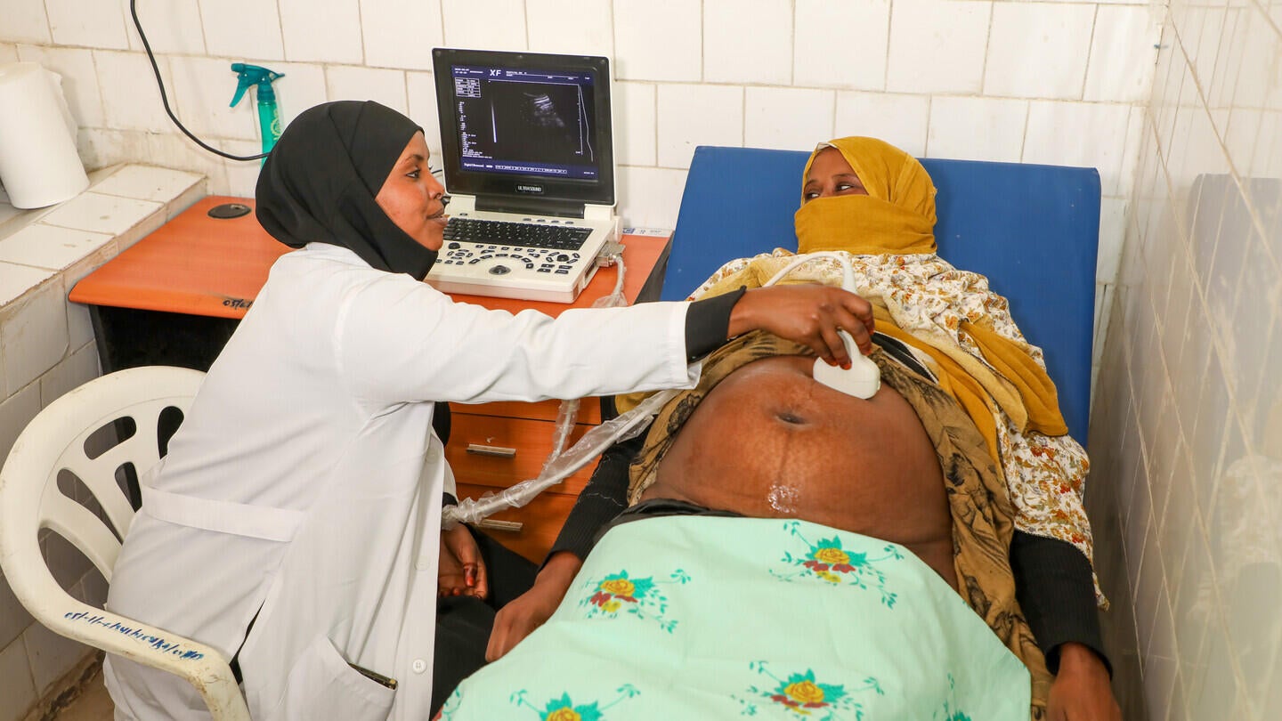 A health worker providing antenatal care in the Somali Region 