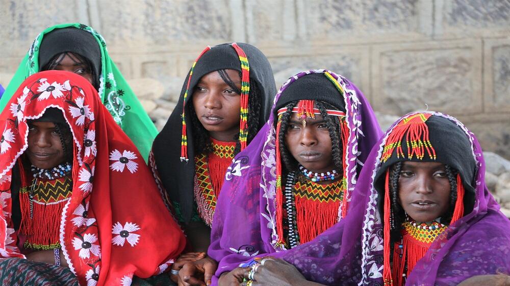 A group of girls at a girls' club discussion in Afar Region of Ethiopia