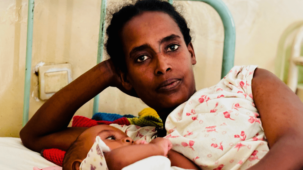 Beritu Tadesse with her baby at Hamlin Fistula Hospital in Bahirdar