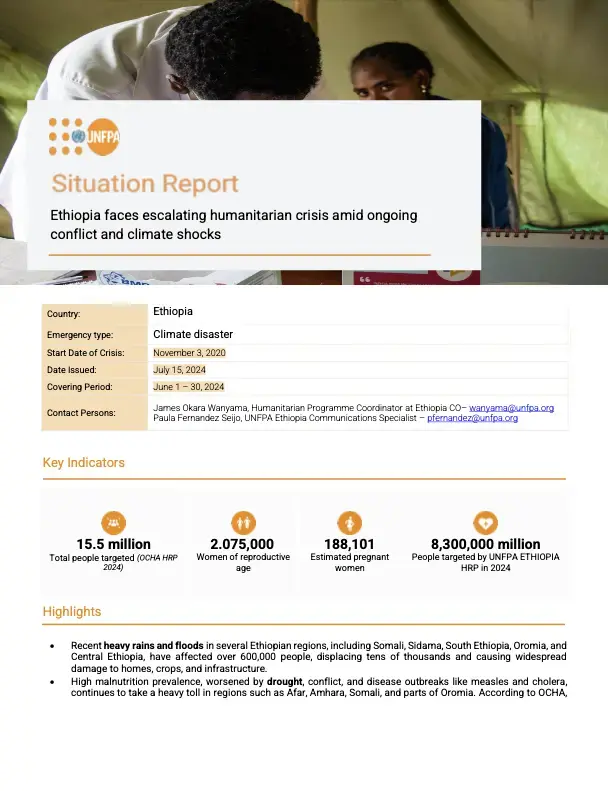 UNFPA ETHIOPIA Humanitarian Situation Report _ June 2024