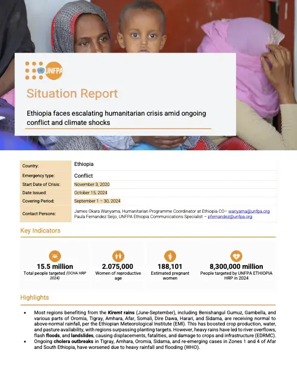 UNFPA ETHIOPIA Humanitarian Situation Report _ September 2024