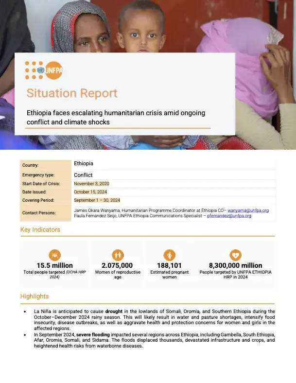 UNFPA ETHIOPIA Humanitarian Situation Report _ October 2024