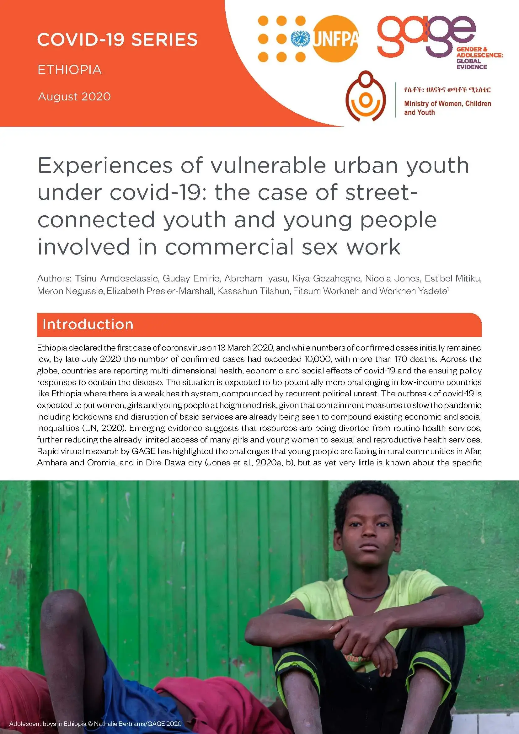 Experiences of vulnerable urban youth under covid-19: the case of street- connected youth and young people involved in commercial sex work