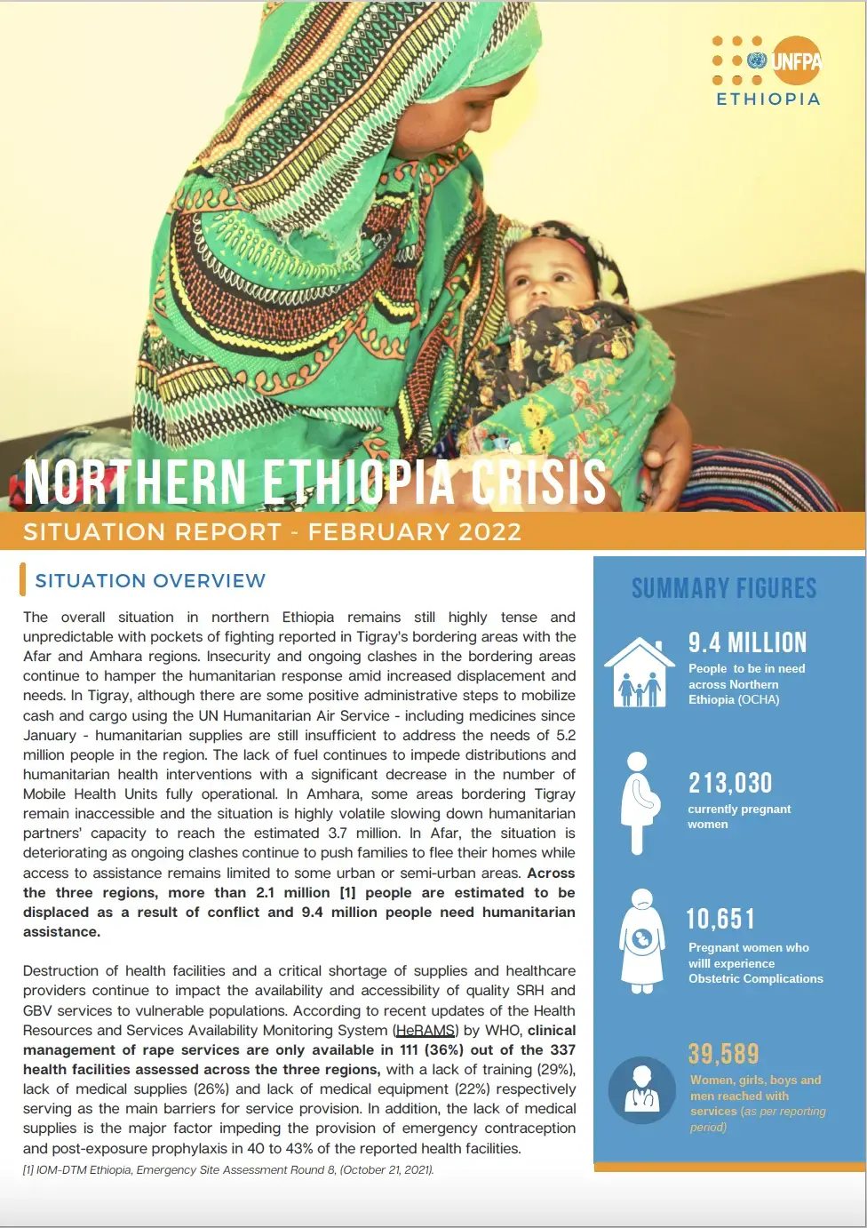 UNFPA ETHIOPIA RESPONSE TO THE NORTHERN ETHIOPIA CRISIS Situation Report _ February 2022