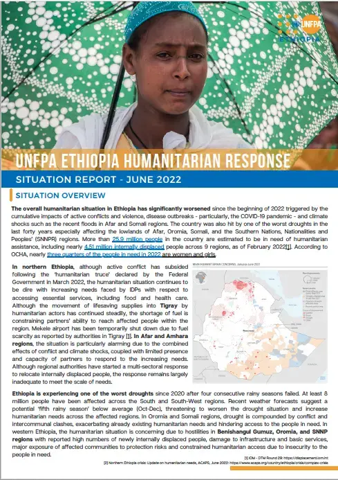 UNFPA ETHIOPIA HUMANITARIAN RESPONSE Situation Report _ June 2022