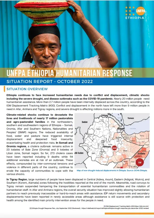 UNFPA ETHIOPIA HUMANITARIAN RESPONSE Situation Report_October 2022