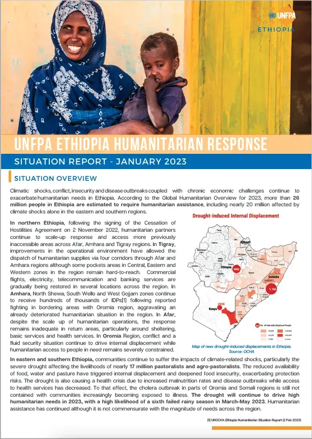 UNFPA ETHIOPIA HUMANITARIAN SITUATION REPORT_January 2023