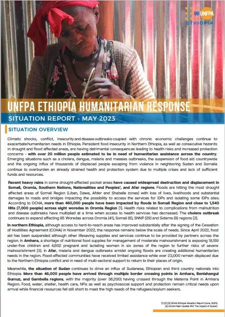 UNFPA ETHIOPIA HUMANITARIAN SITUATION REPORT _ May 2023