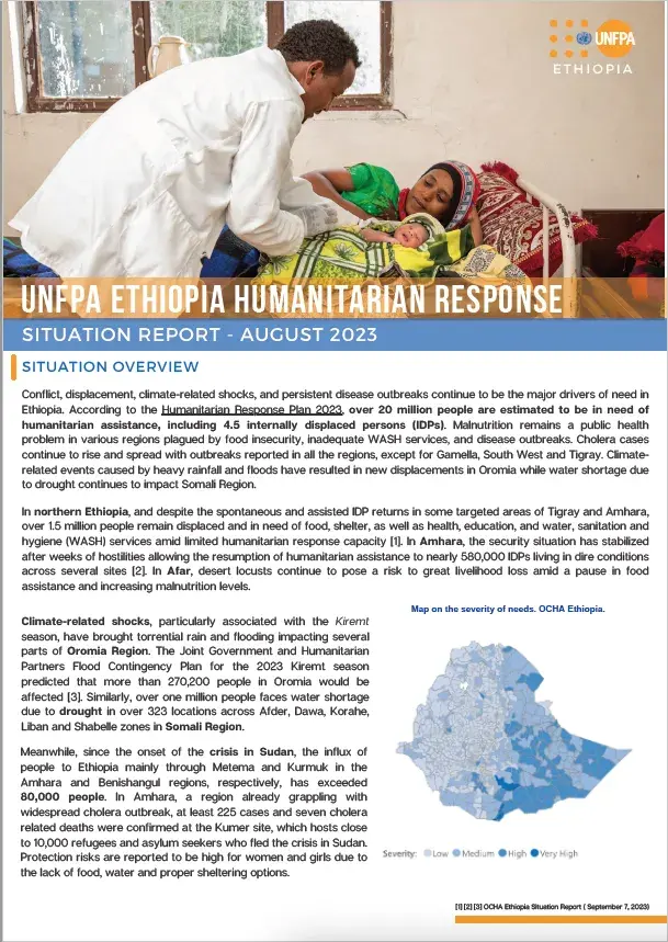 UNFPA ETHIOPIA HUMANITARIAN SITUATION REPORT _ August 2023