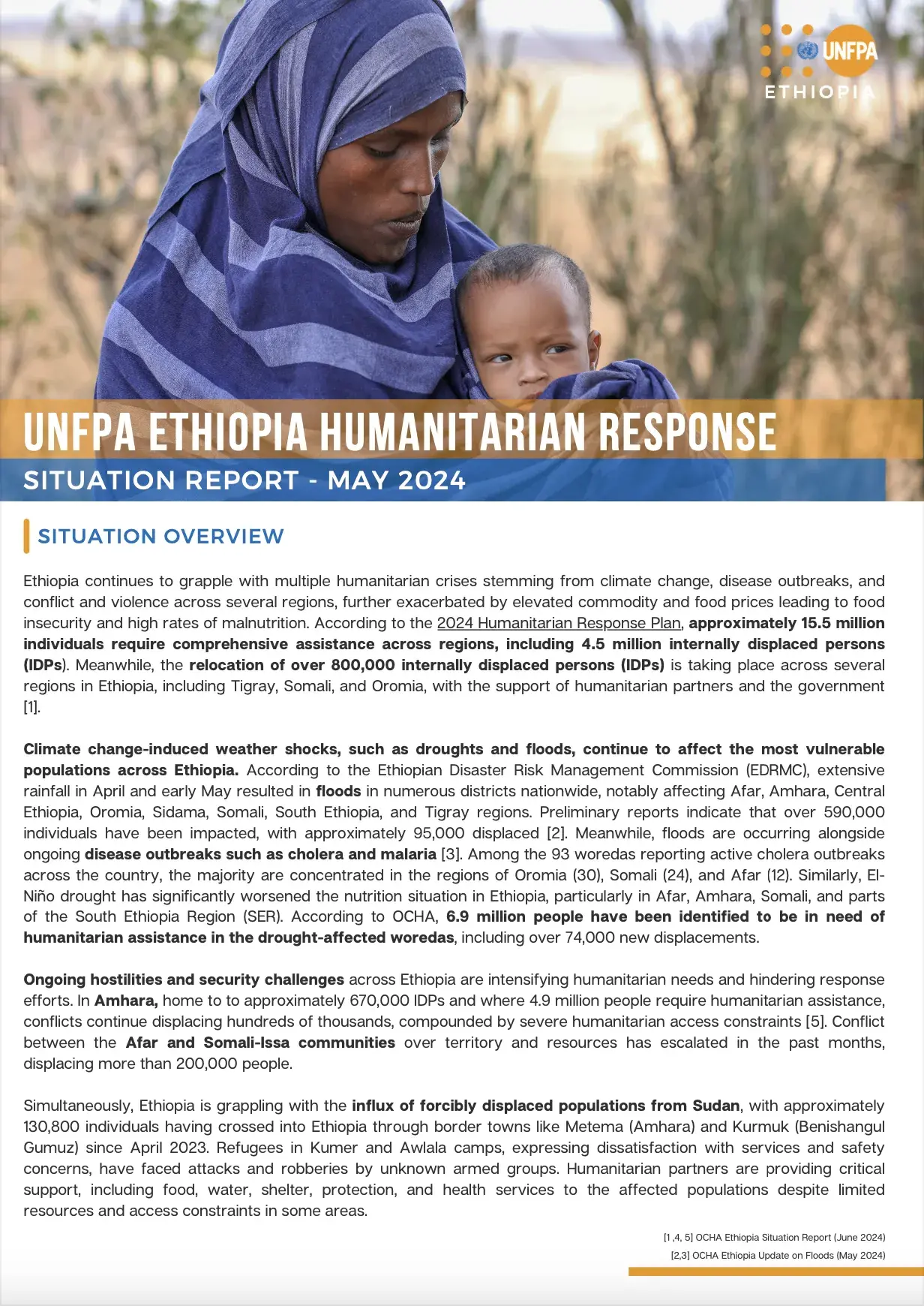 UNFPA ETHIOPIA HUMANITARIAN SITUATION REPORT_ May 2024