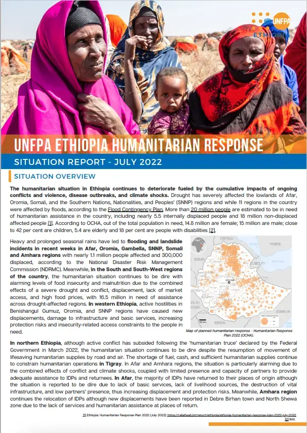 UNFPA ETHIOPIA HUMANITARIAN RESPONSE Situation Report_July 202
